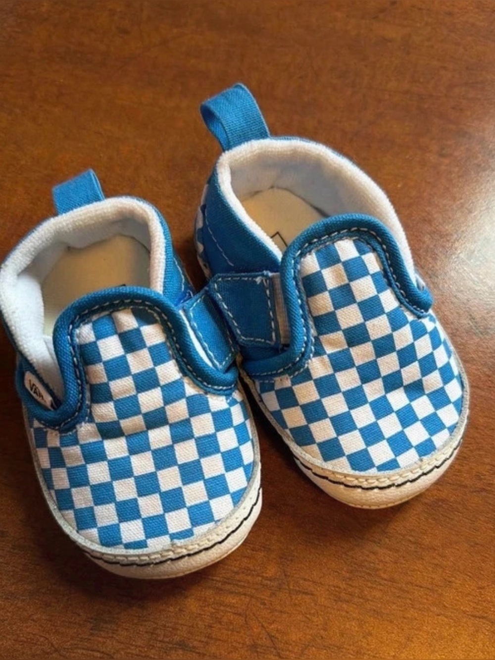 Vans Baby Blue and White Checkered shoes